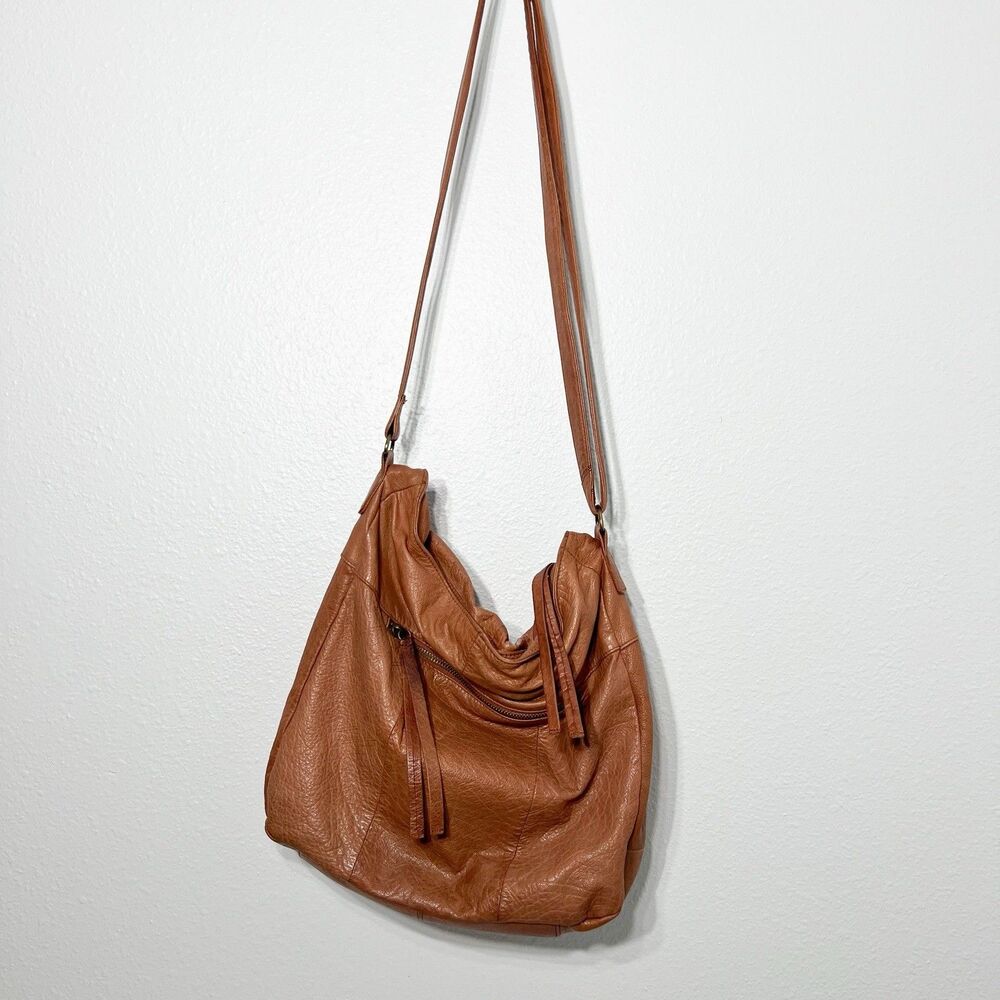 Day & Mood Chandler Hobo Bag Brown Leather Anthropologie Zip Closure Camel Purse - Picture 6 of 11